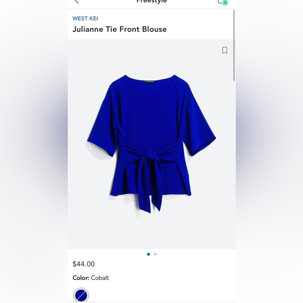 Stitch fix West Kei Julianne Tie front Blouse in Blue Small